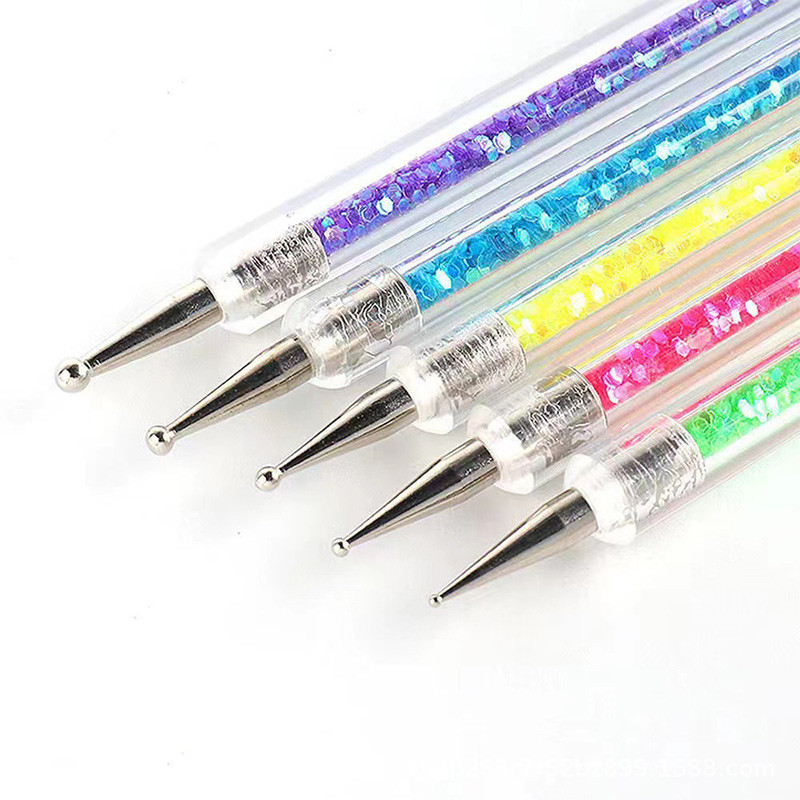 5 kom/set Šljokice Powder Dril Olovka UV Gel Liner Polish Kist Dvostruki krajevi Dotting Crtanje Slika Crystal Nail Art Dotting Tools