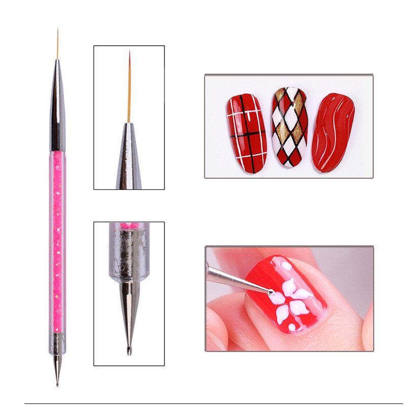 5 kom/set Šljokice Powder Dril Olovka UV Gel Liner Polish Kist Dvostruki krajevi Dotting Crtanje Slika Crystal Nail Art Dotting Tools