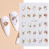 Laser Zlatno lišće Naljepnica za nokte Geometrija Cvijeće Leptir Ljepljivi klizači za nokte Svjetlucave naljepnice za manikuru Leaf Spring FBSTZ-SJ020