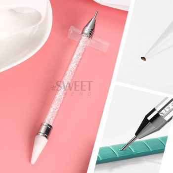 1 бр. Crystal Double Head Point Dril Pen Pen Gem Rhinestone Picker Wax Pencil 2Ways Use Sticking Picking Dotting Jewelry Tools
