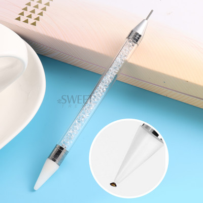 1 buc Cristal Dublu Head Point Drill Pen Gem Strass Picker Ceară Creion 2 moduri de utilizare Sticking Picking Dotting Bijuterii Instrumente