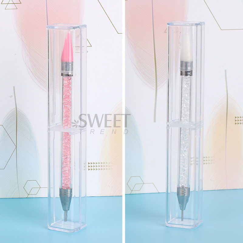 1 buc Cristal Dublu Head Point Drill Pen Gem Strass Picker Ceară Creion 2 moduri de utilizare Sticking Picking Dotting Bijuterii Instrumente