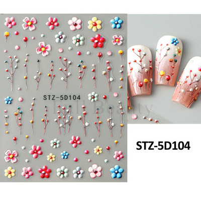 5D acrilic sclipici floare neagră nail art autocolante autocolant cerneală acuarelă înflorire frunze florale glisor auto-adeziv decor manichiură