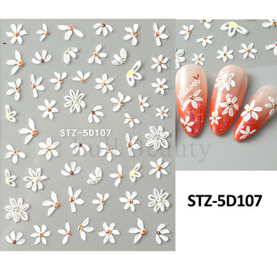 5D acrilic sclipici floare neagră nail art autocolante autocolant cerneală acuarelă înflorire frunze florale glisor auto-adeziv decor manichiură