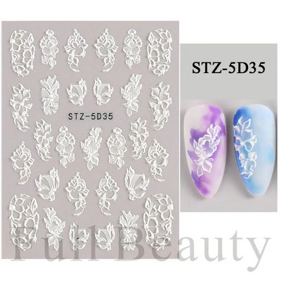5D acrilic sclipici floare neagră nail art autocolante autocolant cerneală acuarelă înflorire frunze florale glisor auto-adeziv decor manichiură