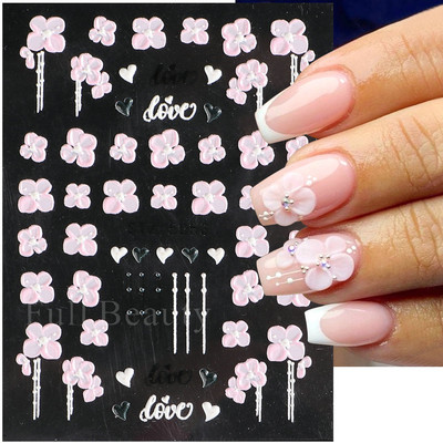 5D acrilic sclipici floare neagră nail art autocolante autocolant cerneală acuarelă înflorire frunze florale glisor auto-adeziv decor manichiură