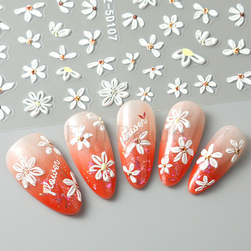 5D acrilic sclipici floare neagră nail art autocolante autocolant cerneală acuarelă înflorire frunze florale glisor auto-adeziv decor manichiură