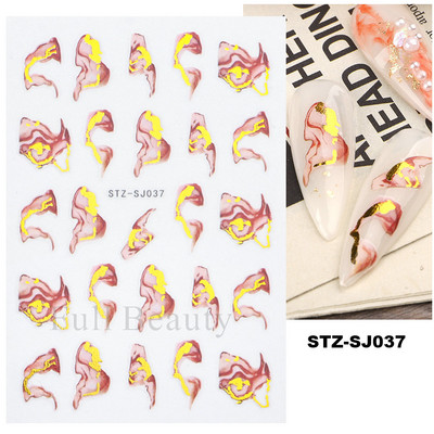 Ģeometriskas līnijas Nagu uzlīmes Lāzerzelts Bronzējošais slīdnis Dizains Abstrakts Jautrs Y2K Metāla nagu folijas Dekorācija LASTZSJ019