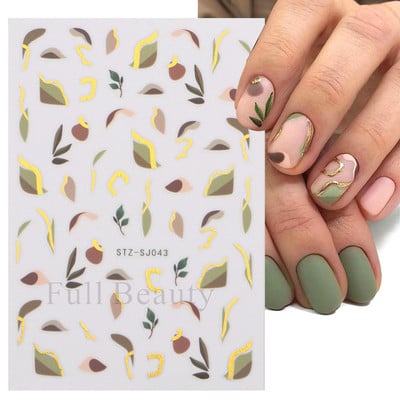 Ģeometriskas līnijas Nagu uzlīmes Lāzerzelts Bronzējošais slīdnis Dizains Abstrakts Jautrs Y2K Metāla nagu folijas Dekorācija LASTZSJ019