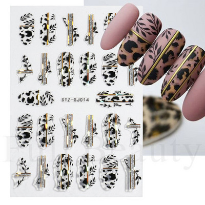 Ģeometriskas līnijas Nagu uzlīmes Lāzerzelts Bronzējošais slīdnis Dizains Abstrakts Jautrs Y2K Metāla nagu folijas Dekorācija LASTZSJ019