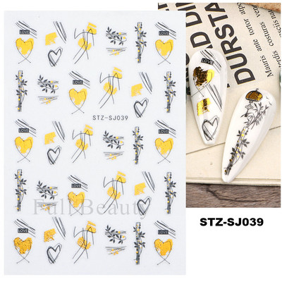 Ģeometriskas līnijas Nagu uzlīmes Lāzerzelts Bronzējošais slīdnis Dizains Abstrakts Jautrs Y2K Metāla nagu folijas Dekorācija LASTZSJ019