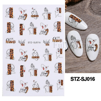 Ģeometriskas līnijas Nagu uzlīmes Lāzerzelts Bronzējošais slīdnis Dizains Abstrakts Jautrs Y2K Metāla nagu folijas Dekorācija LASTZSJ019