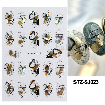 Ģeometriskas līnijas Nagu uzlīmes Lāzerzelts Bronzējošais slīdnis Dizains Abstrakts Jautrs Y2K Metāla nagu folijas Dekorācija LASTZSJ019