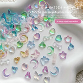 50gab Aurora Star Shape nagu piekariņi dimanti jaukta izmēra sveķu mīlestība rotaslietas DIY nagu mākslas aksesuāri 3DCrystal manikīrs izrotāt