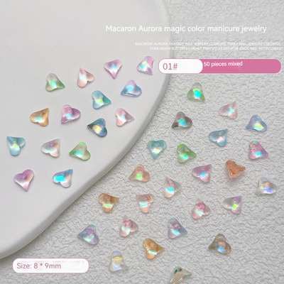 50gab Aurora Star Shape nagu piekariņi dimanti jaukta izmēra sveķu mīlestība rotaslietas DIY nagu mākslas aksesuāri 3DCrystal manikīrs izrotāt