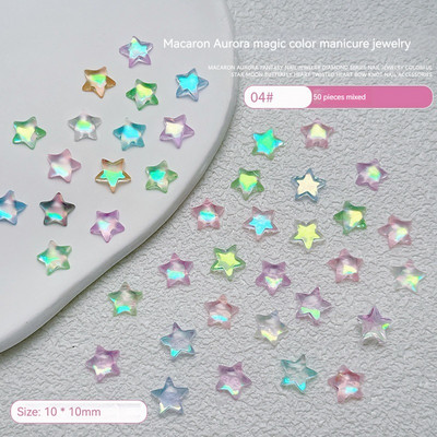 50gab Aurora Star Shape nagu piekariņi dimanti jaukta izmēra sveķu mīlestība rotaslietas DIY nagu mākslas aksesuāri 3DCrystal manikīrs izrotāt