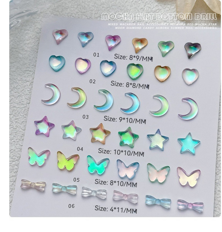 50gab Aurora Star Shape nagu piekariņi dimanti jaukta izmēra sveķu mīlestība rotaslietas DIY nagu mākslas aksesuāri 3DCrystal manikīrs izrotāt