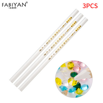 3gab Nail Art vaska zīmulis Punktveida pildspalva Koka Pick Up Rhinestone Crystal Diamond Bead Gems Tips Gēla UV pulēšana Akrila instrumenti Manikīrs