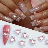 10 bucăți inimă stras pentru unghii 3D decorare Aurora Gems Planeta Fluturi Charms pentru Nail Art Accesorii din aliaj Bijuterii Manichiură