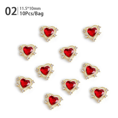 10 bucăți inimă stras pentru unghii 3D decorare Aurora Gems Planeta Fluturi Charms pentru Nail Art Accesorii din aliaj Bijuterii Manichiură