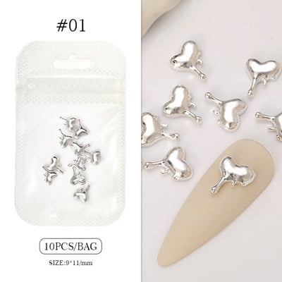 10 bucăți inimă stras pentru unghii 3D decorare Aurora Gems Planeta Fluturi Charms pentru Nail Art Accesorii din aliaj Bijuterii Manichiură