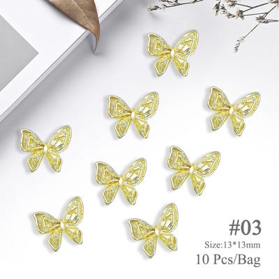 10 bucăți inimă stras pentru unghii 3D decorare Aurora Gems Planeta Fluturi Charms pentru Nail Art Accesorii din aliaj Bijuterii Manichiură