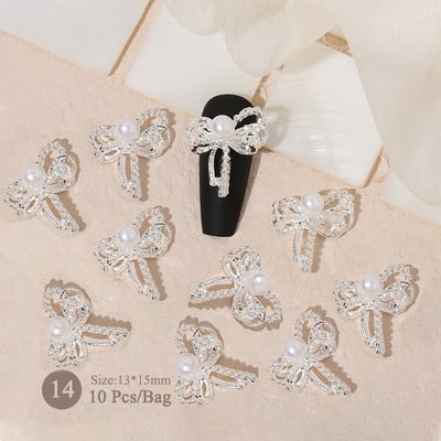 10 bucăți inimă stras pentru unghii 3D decorare Aurora Gems Planeta Fluturi Charms pentru Nail Art Accesorii din aliaj Bijuterii Manichiură