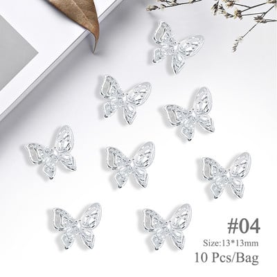 10 bucăți inimă stras pentru unghii 3D decorare Aurora Gems Planeta Fluturi Charms pentru Nail Art Accesorii din aliaj Bijuterii Manichiură