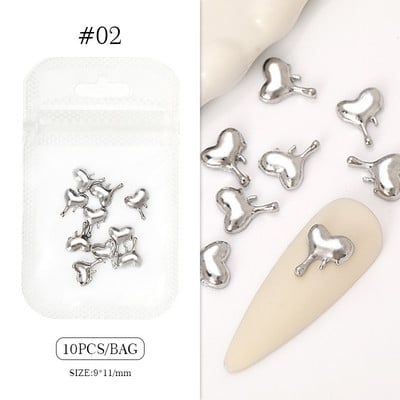 10 bucăți inimă stras pentru unghii 3D decorare Aurora Gems Planeta Fluturi Charms pentru Nail Art Accesorii din aliaj Bijuterii Manichiură