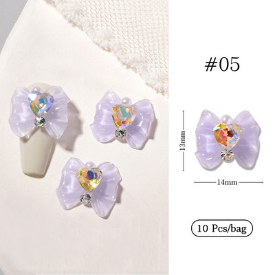 10 bucăți inimă stras pentru unghii 3D decorare Aurora Gems Planeta Fluturi Charms pentru Nail Art Accesorii din aliaj Bijuterii Manichiură