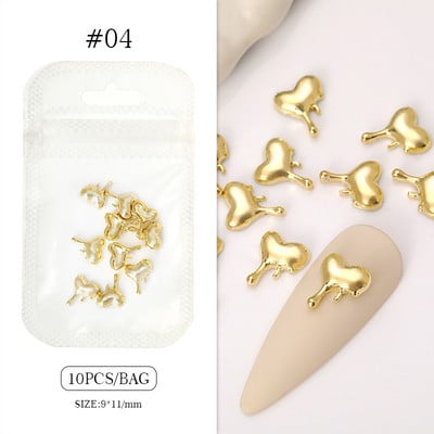 10 bucăți inimă stras pentru unghii 3D decorare Aurora Gems Planeta Fluturi Charms pentru Nail Art Accesorii din aliaj Bijuterii Manichiură