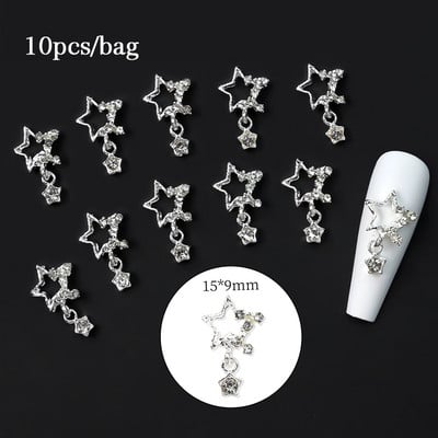 10 bucăți inimă stras pentru unghii 3D decorare Aurora Gems Planeta Fluturi Charms pentru Nail Art Accesorii din aliaj Bijuterii Manichiură