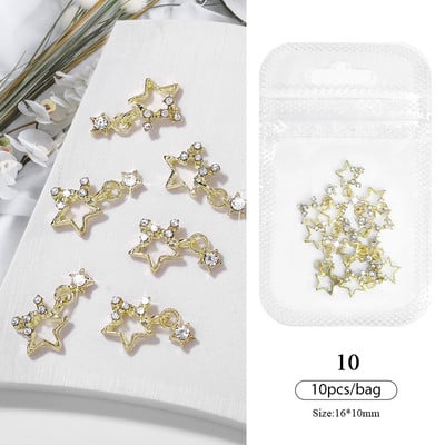 10 bucăți inimă stras pentru unghii 3D decorare Aurora Gems Planeta Fluturi Charms pentru Nail Art Accesorii din aliaj Bijuterii Manichiură