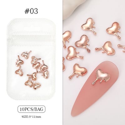 10 bucăți inimă stras pentru unghii 3D decorare Aurora Gems Planeta Fluturi Charms pentru Nail Art Accesorii din aliaj Bijuterii Manichiură
