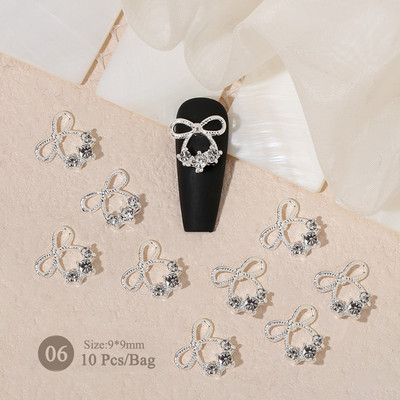 10 bucăți inimă stras pentru unghii 3D decorare Aurora Gems Planeta Fluturi Charms pentru Nail Art Accesorii din aliaj Bijuterii Manichiură