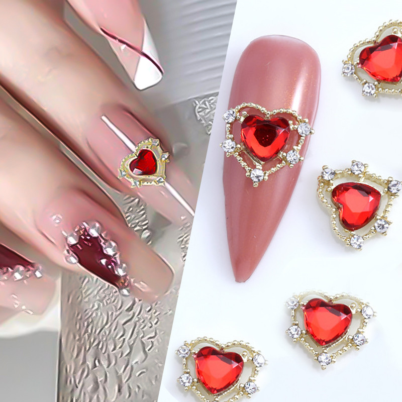10 bucăți inimă stras pentru unghii 3D decorare Aurora Gems Planeta Fluturi Charms pentru Nail Art Accesorii din aliaj Bijuterii Manichiură
