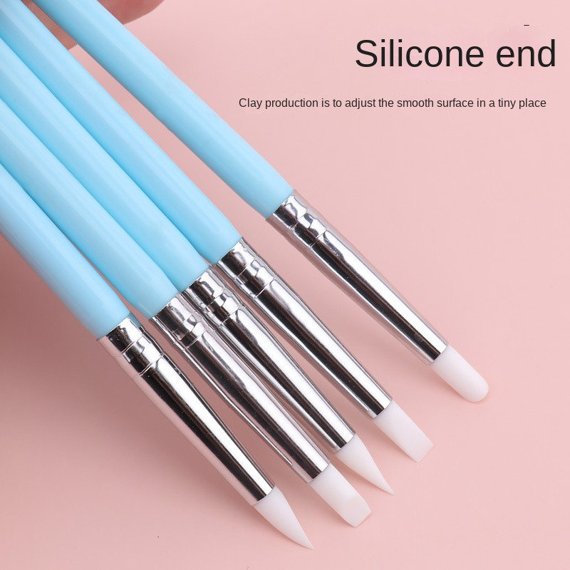 5PCS Alat za kiparstvo od silikonske gline za modeliranje točkama Nail Art Alat za glinu za keramiku DIY alati za rezbarenje Kist za nokte