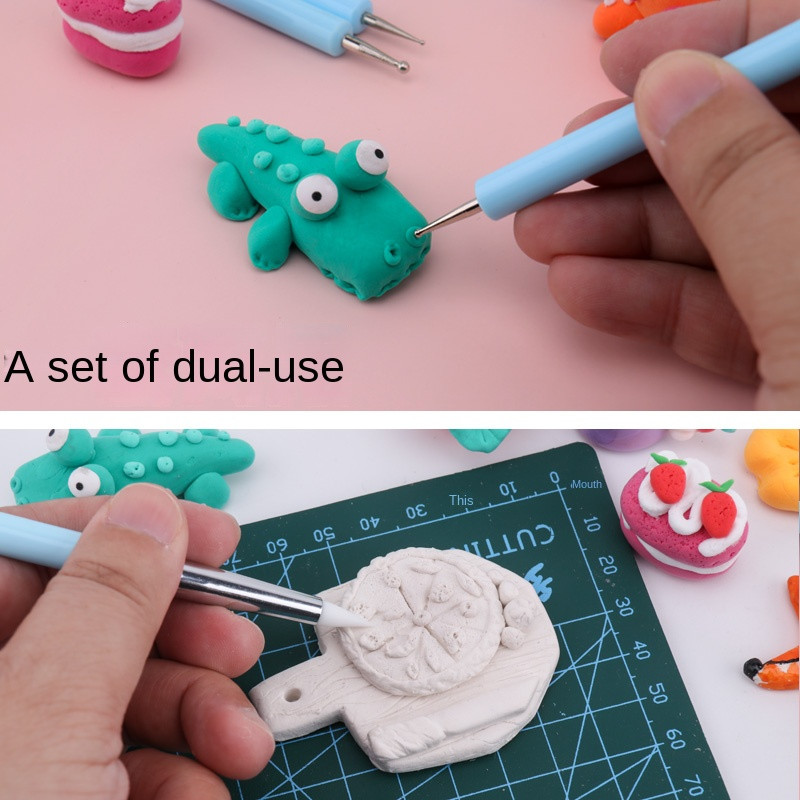 5PCS Alat za kiparstvo od silikonske gline za modeliranje točkama Nail Art Alat za glinu za keramiku DIY alati za rezbarenje Kist za nokte