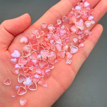 50 бр. Kawaii Glitter Heart Resin Nail Charms 3D смесени размери Love Nail Art Decorations Части Консумативи за маникюр Kawaii аксесоари