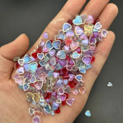 50Gb Kawaii Glitter Heart Resin Nagu piekariņi 3D jaukti izmēri Love Nail Art Dekorācijas Daļas Manikīra piederumi Kawaii aksesuāri