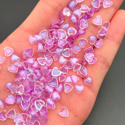 50Gb Kawaii Glitter Heart Resin Nagu piekariņi 3D jaukti izmēri Love Nail Art Dekorācijas Daļas Manikīra piederumi Kawaii aksesuāri