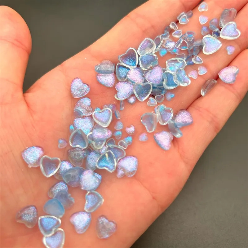 50Gb Kawaii Glitter Heart Resin Nagu piekariņi 3D jaukti izmēri Love Nail Art Dekorācijas Daļas Manikīra piederumi Kawaii aksesuāri