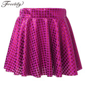 Bērnu meiteņu dzirkstoši fliteriem kroku A-līnijas mini svārki ballītes deju festivāli Performance Glitter ar augstu elastīgu jostasvietu Tutu svārki