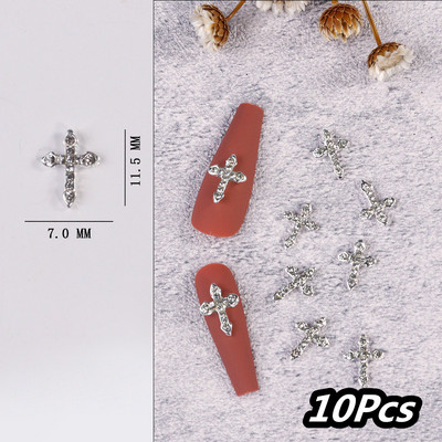 20/10kom punk metalni križni 3D privjesci za nokte Halloweed drevni ukrasi za nokte od legure zlata/srebra 4/6 mm križni pribor za manikuru