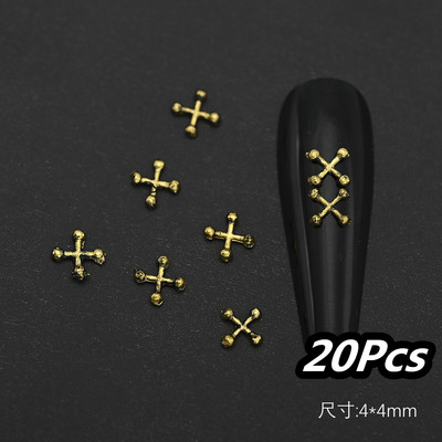 20/10kom punk metalni križni 3D privjesci za nokte Halloweed drevni ukrasi za nokte od legure zlata/srebra 4/6 mm križni pribor za manikuru