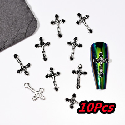 20/10kom punk metalni križni 3D privjesci za nokte Halloweed drevni ukrasi za nokte od legure zlata/srebra 4/6 mm križni pribor za manikuru