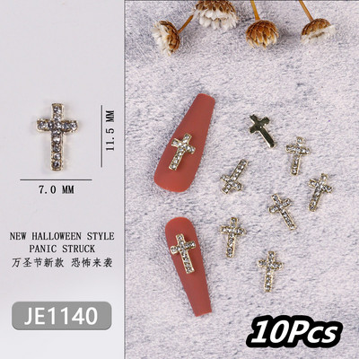20/10kom punk metalni križni 3D privjesci za nokte Halloweed drevni ukrasi za nokte od legure zlata/srebra 4/6 mm križni pribor za manikuru