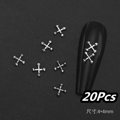 20/10kom punk metalni križni 3D privjesci za nokte Halloweed drevni ukrasi za nokte od legure zlata/srebra 4/6 mm križni pribor za manikuru