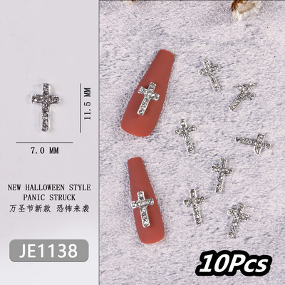 20/10kom punk metalni križni 3D privjesci za nokte Halloweed drevni ukrasi za nokte od legure zlata/srebra 4/6 mm križni pribor za manikuru