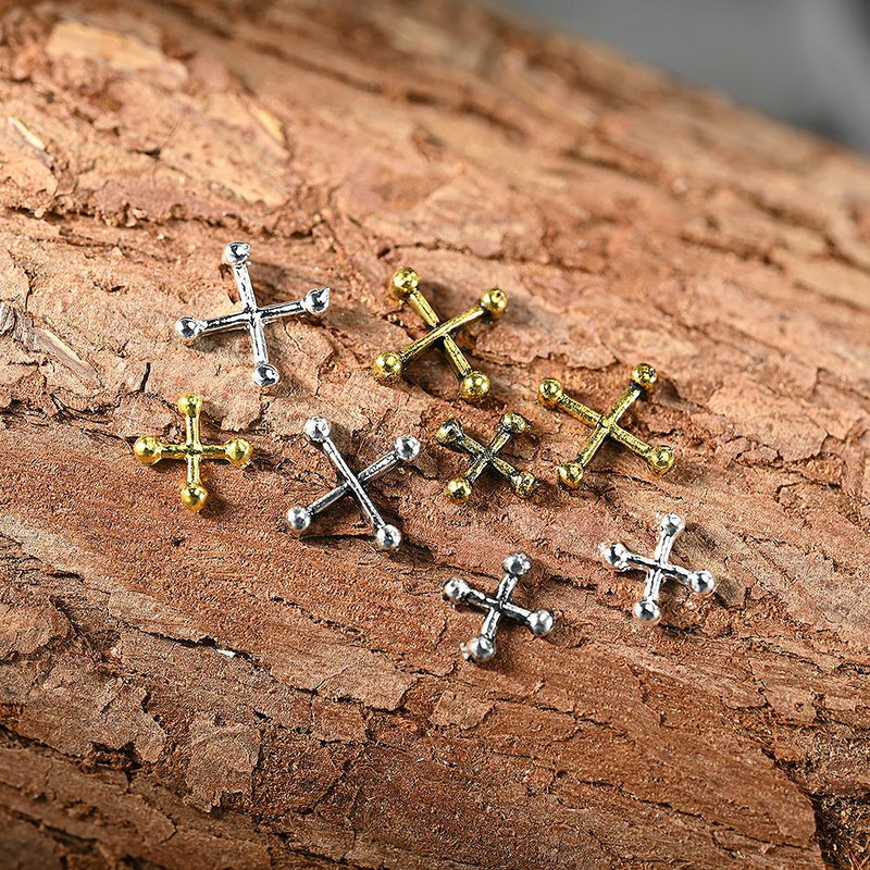 20/10kom punk metalni križni 3D privjesci za nokte Halloweed drevni ukrasi za nokte od legure zlata/srebra 4/6 mm križni pribor za manikuru